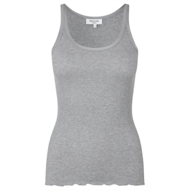 Rosemunde Rib Silke Top, Light Grey Melange  